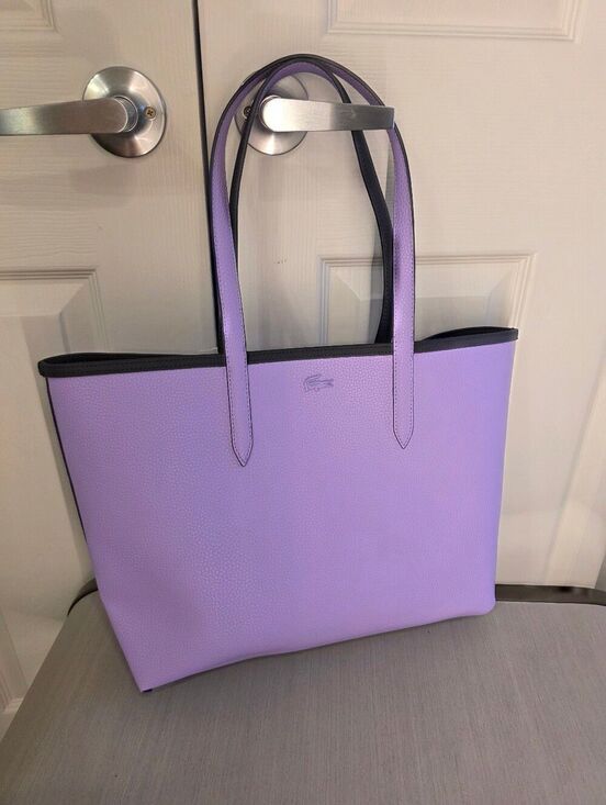 Lacoste Handbags - Lacoste Anna Reversible Two-Tone Tote Navy and Lilac NEW